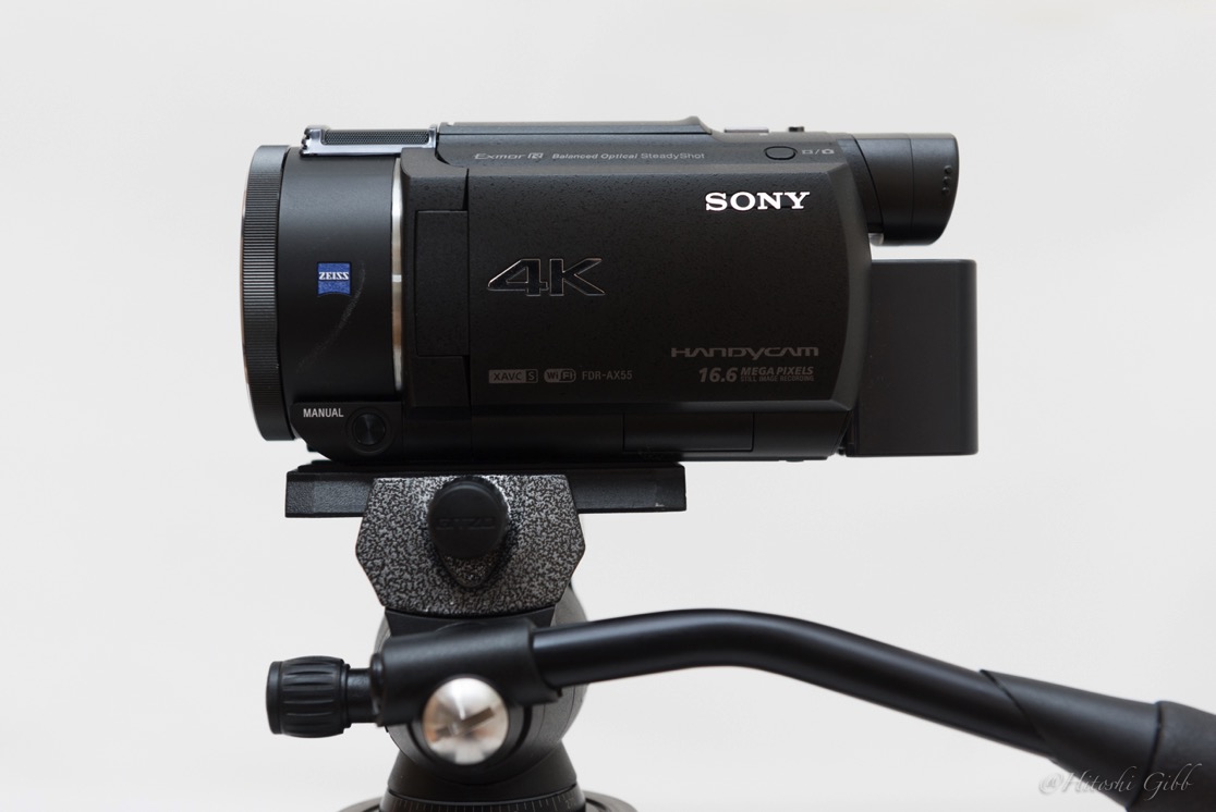 ビデオ雲台（G2180）でビデオカメラ（FDR-AX55）のカウンターバランスを取る